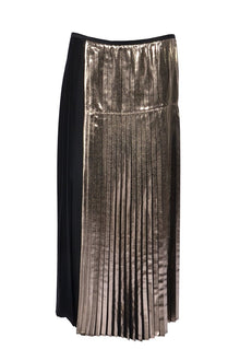  Sable Satin Plisse Midi Skirt - MyMint-shop.com