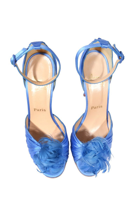 Satin Sandalette mit Feder - MyMint-shop.com